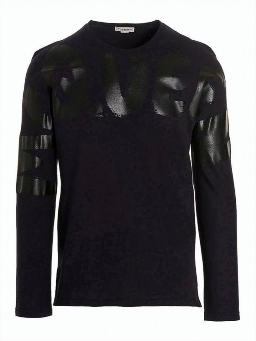 Alexander Mcqueen Long-Sleeve Cotton T-Shirt With Glossy Text Design
