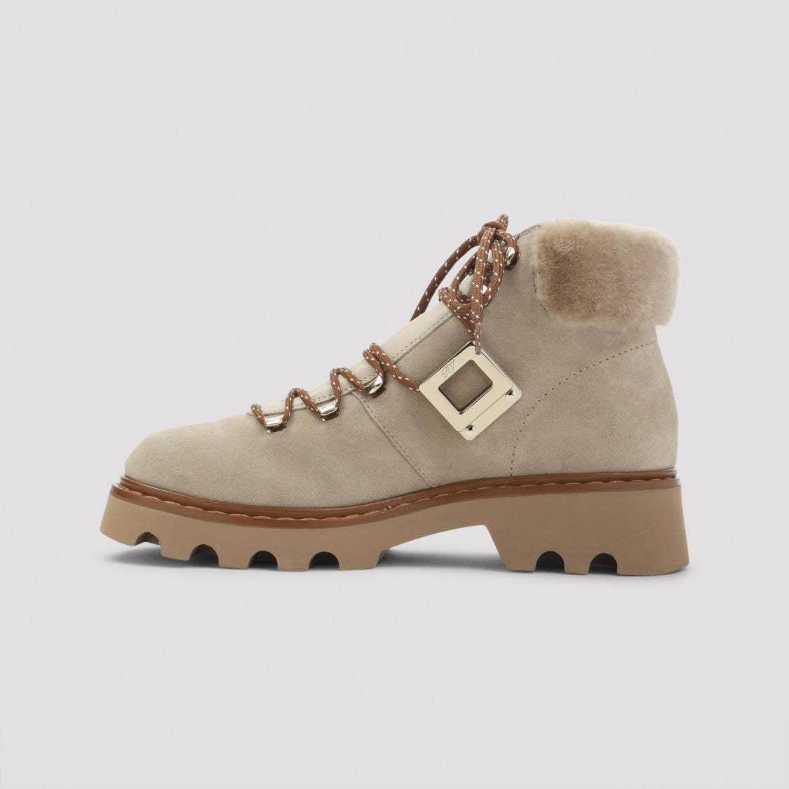 Roger Vivier Suede Ankle Boots With Fur Collar