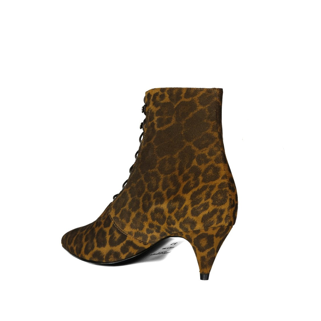 Saint Laurent Kiki Lace-Up Leopard-Print Ankle Boots