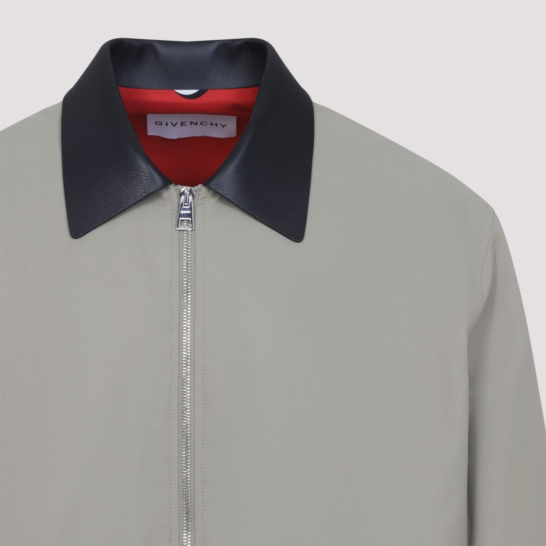 Givenchy Beige Cotton Twill Jacket With Black Leather Collar