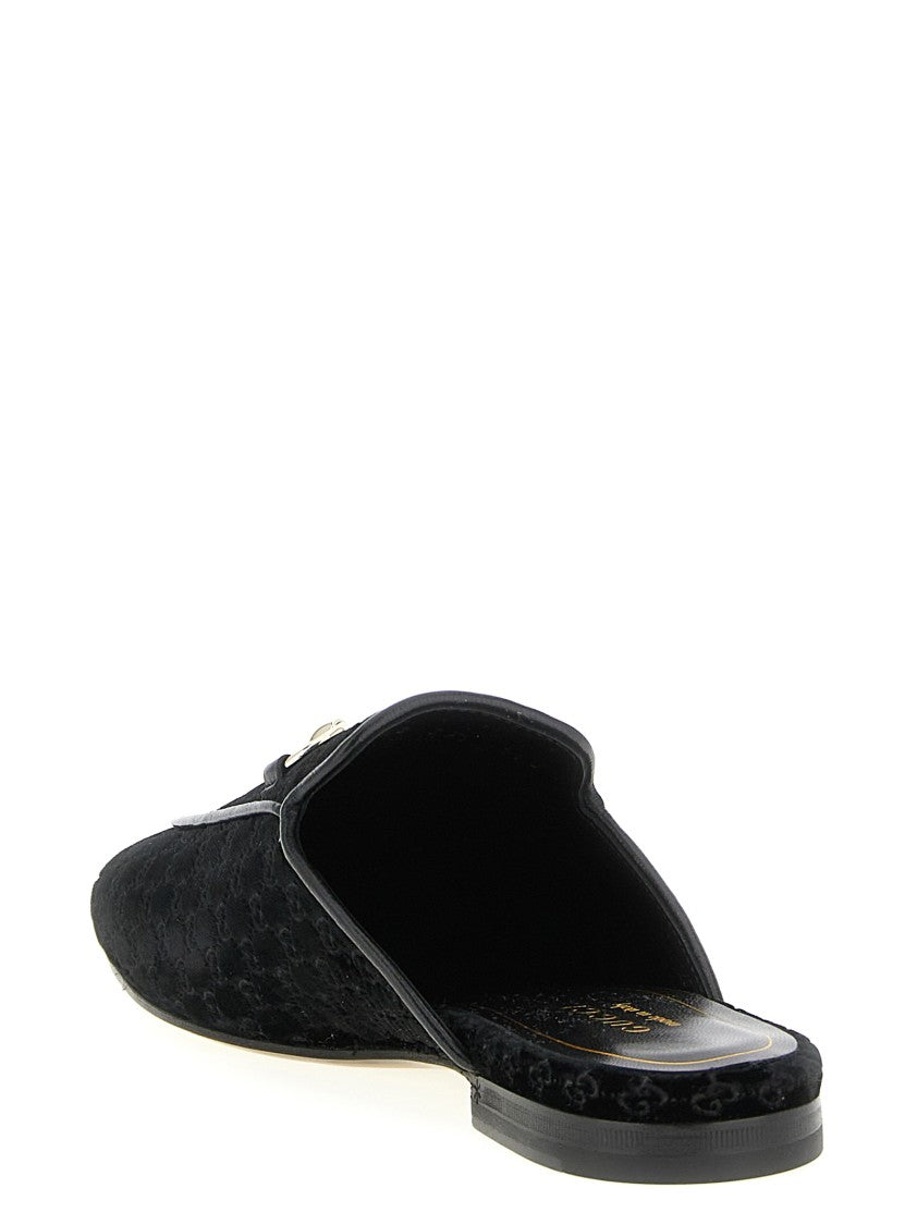 Gucci Gg Velvet Princetown Slippers With Metal Clamp Detail