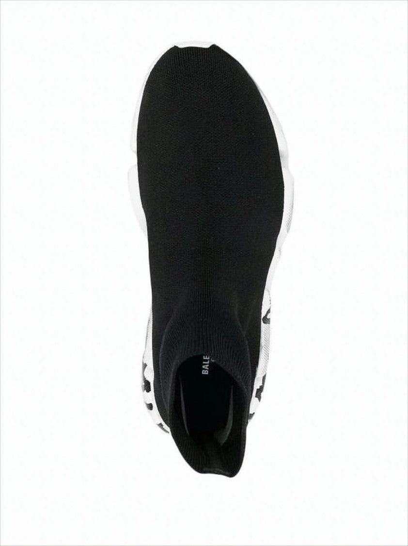 Balenciaga Sock-Style Black Knit Sneakers With Chunky Sole
