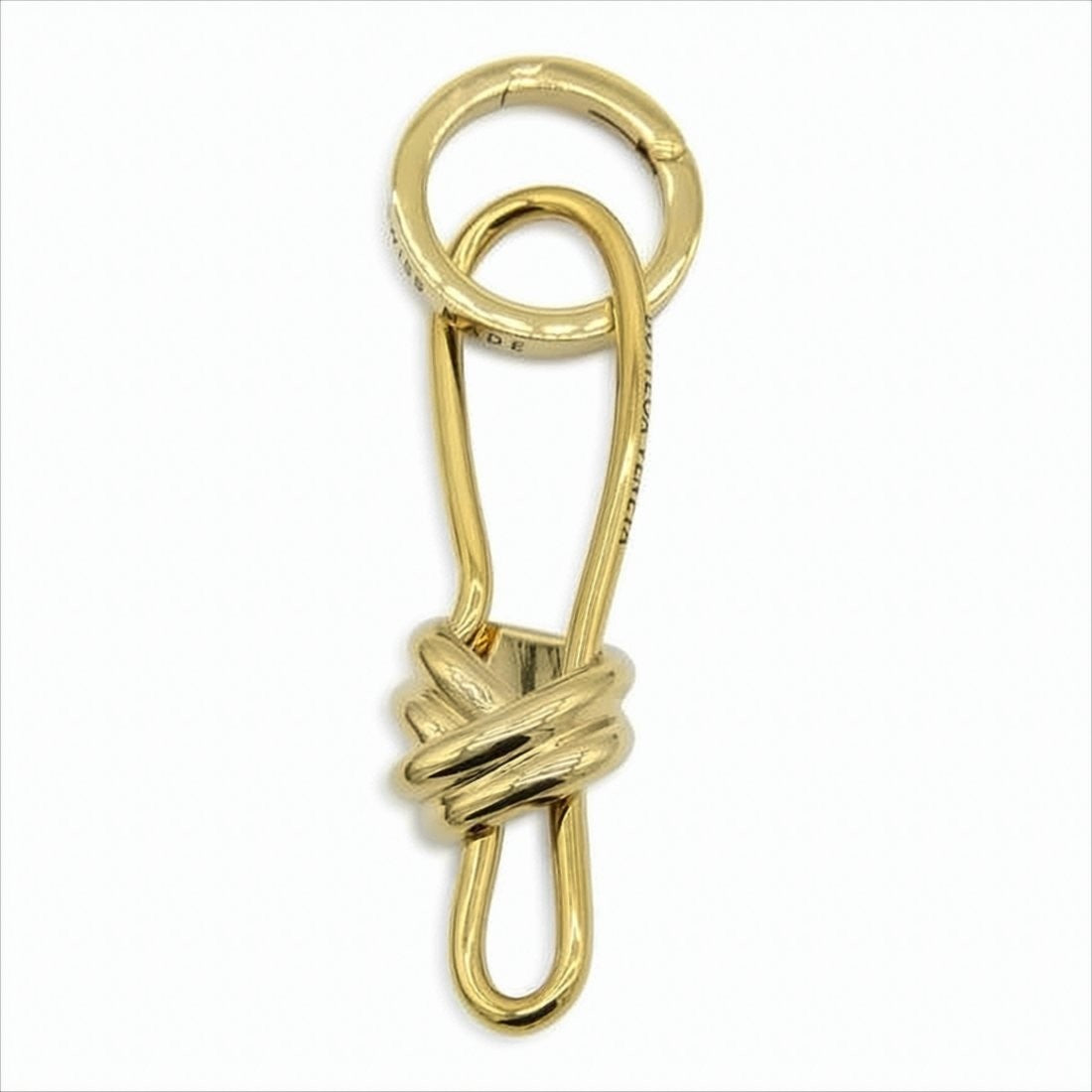 Bottega Veneta Polished Metal Keyring With Loop Design