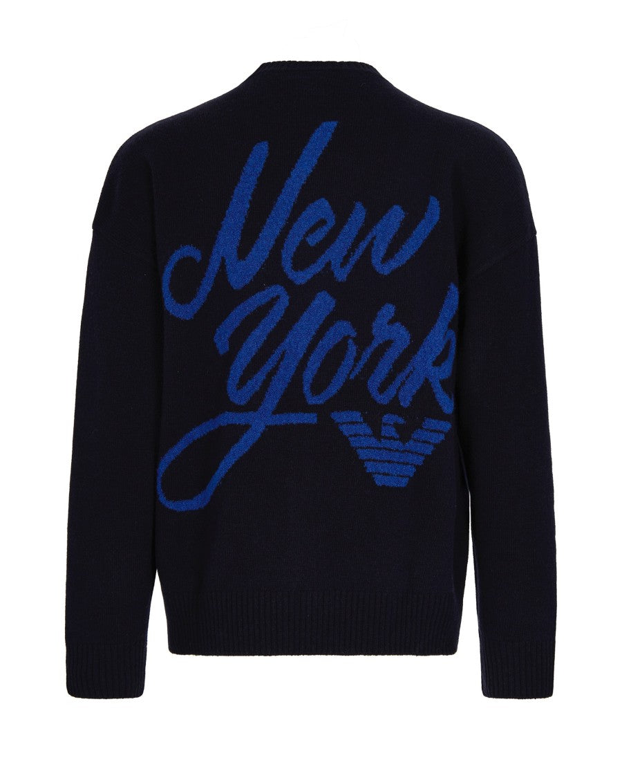 Emporio Armani Regular-Fit Virgin Wool Sweater With Contrasting Logo