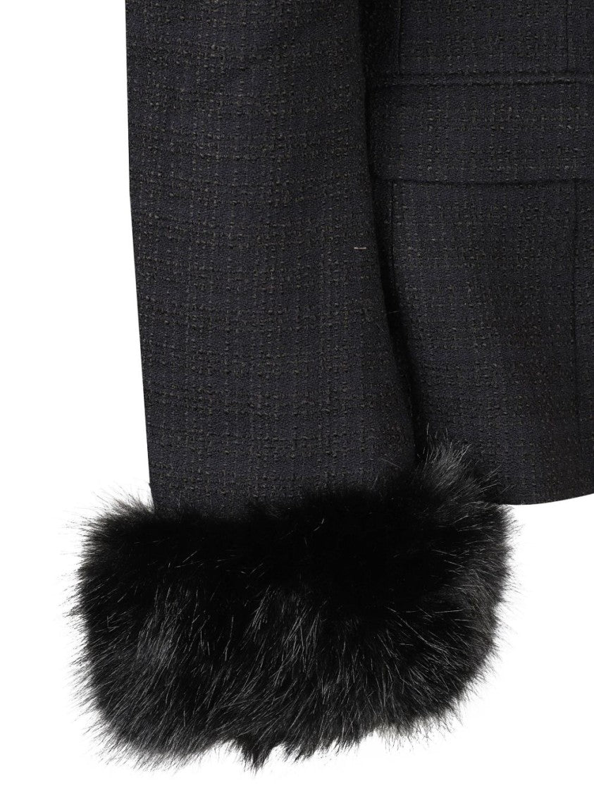Self-Portrait Tailored Black Cupro Giacconi Nero Coat