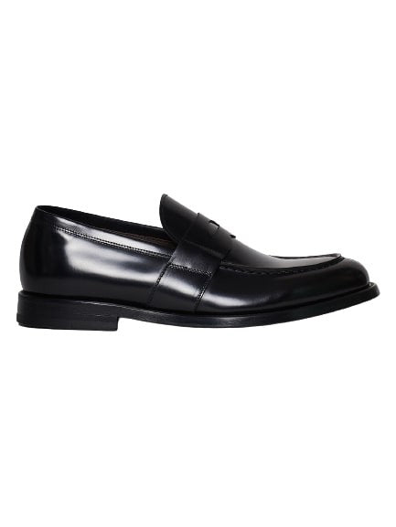 Green George Black Moccasin In Full Grain Leather