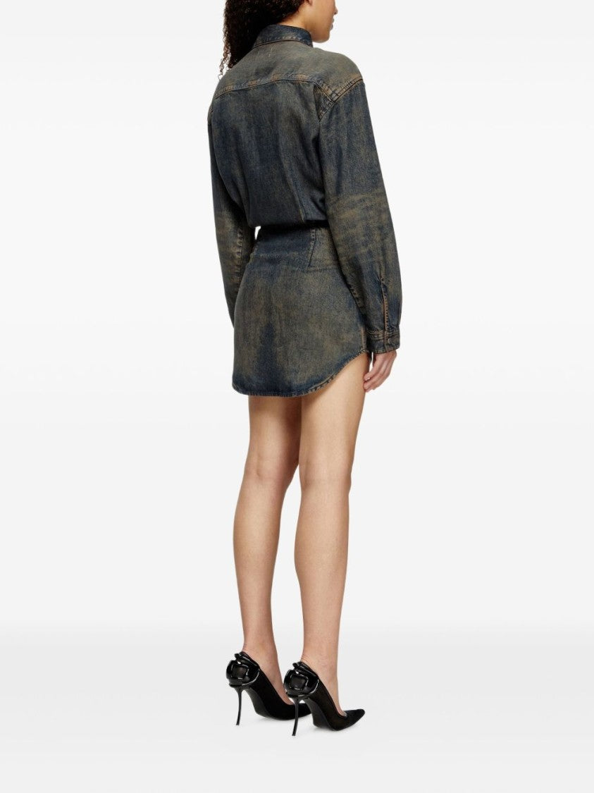 Diesel Denim-Inspired Mini Dress With Button-Down Front