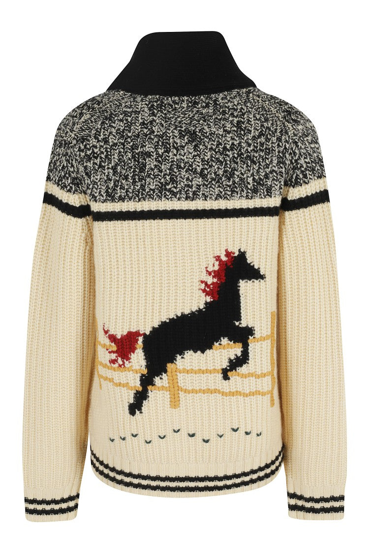 Guest In Residence Rodeo Cardigan With Contrast Embroidery And Lapel Neckline