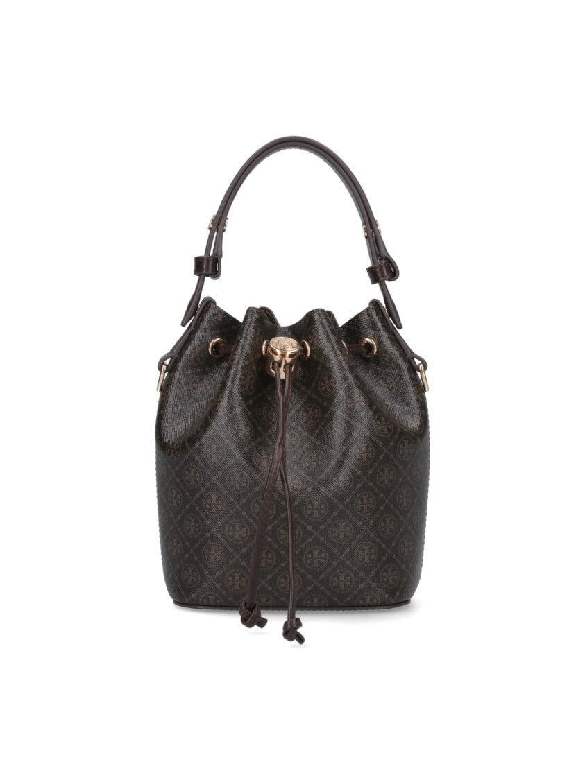 Tory Burch Mini Bucket Bag "T Monogram" – Brown