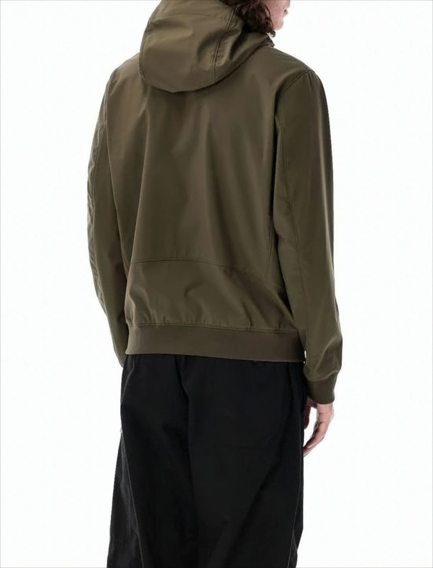 C.P. Company Minimalist Brown High Collar Jacket With Zipper Closure