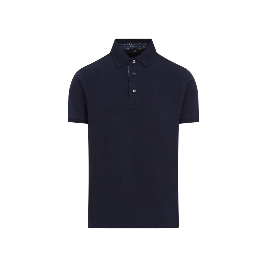 Etro Dark Blue Cotton Roma Printed Details Polo