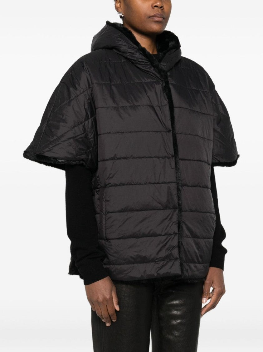 Blugirl Short Quilted Coat With Faux Fur Hood