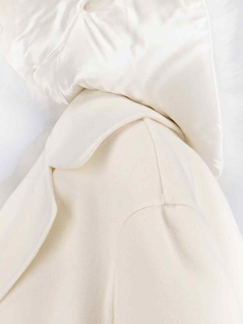 Ermanno Scervino Maxi Coat With Removable Fur Collar – White