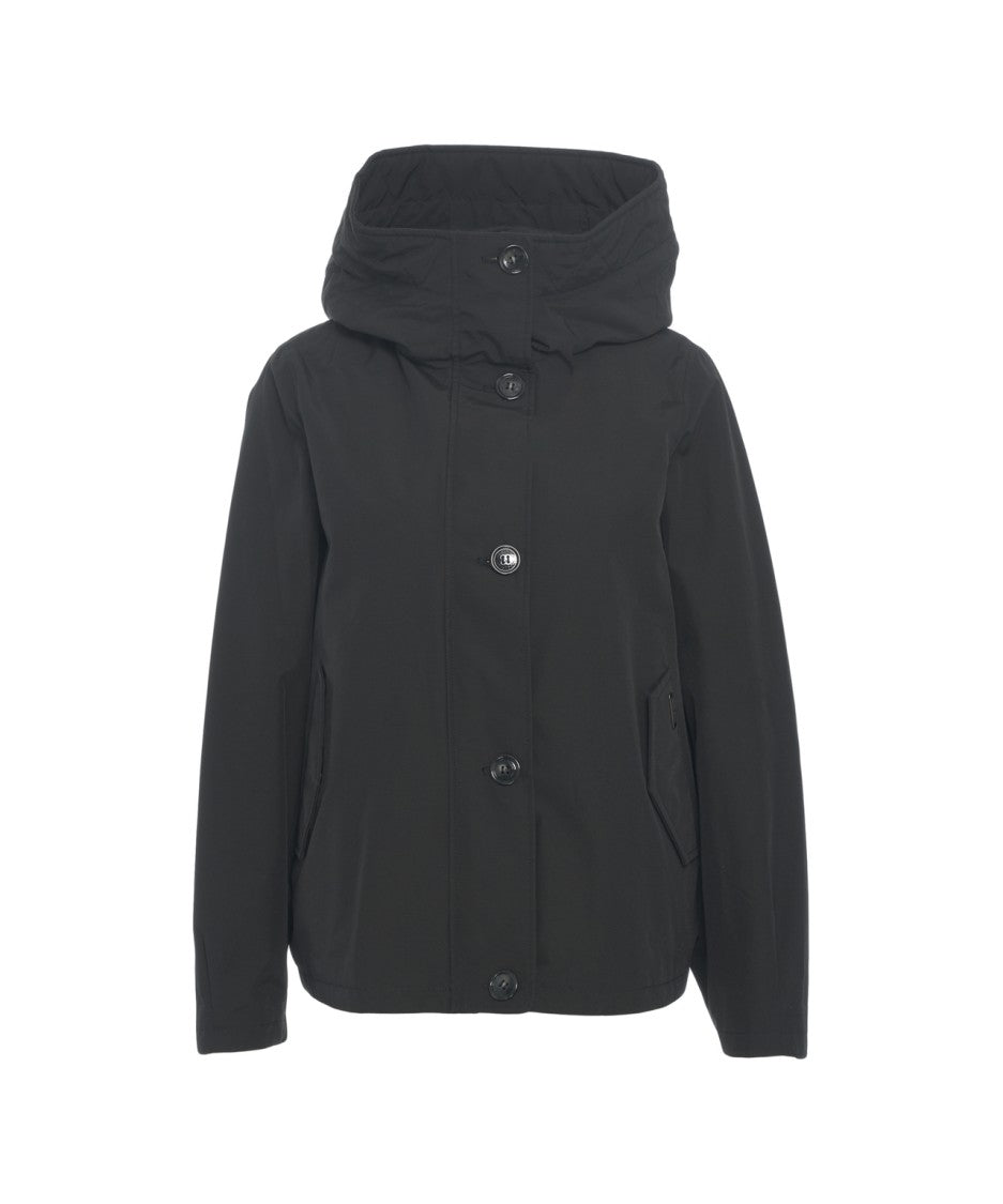 Woolrich High-Collar Jacket With Hood And Button Closure