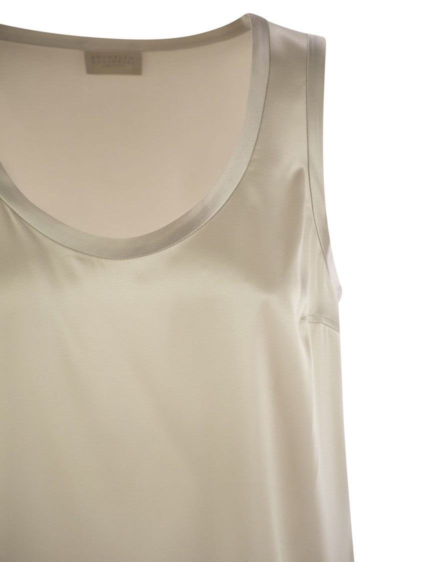 Brunello Cucinelli Stretch Silk Satin Top
