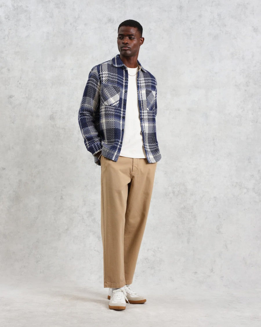 Wax London Navy And Ecru Check Multi-Functional Layering Top
