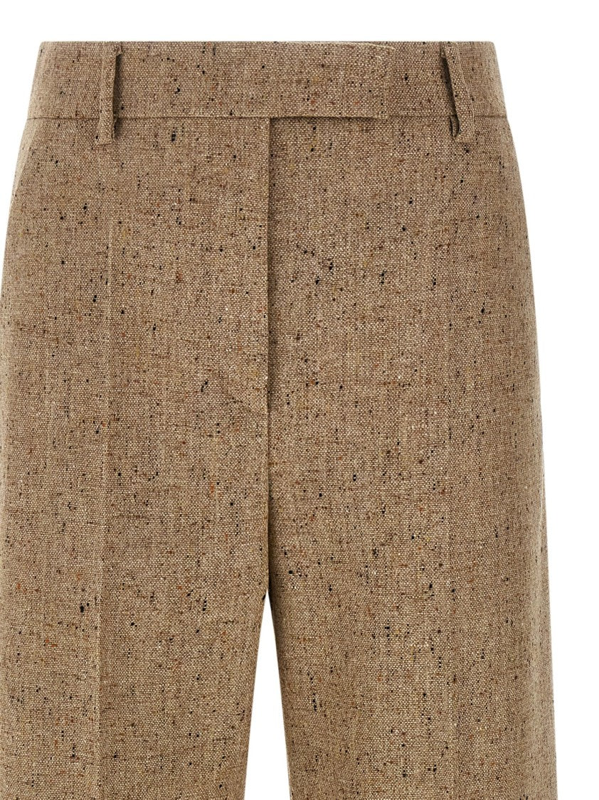 Valentino Garavani Brown Virgin Wool Wide-Leg Trousers With Natte' Button