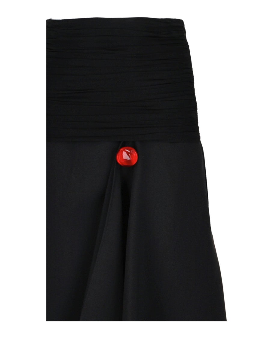 Ferragamo Ruched Jersey-Waist Slit Hem Midi Skirt