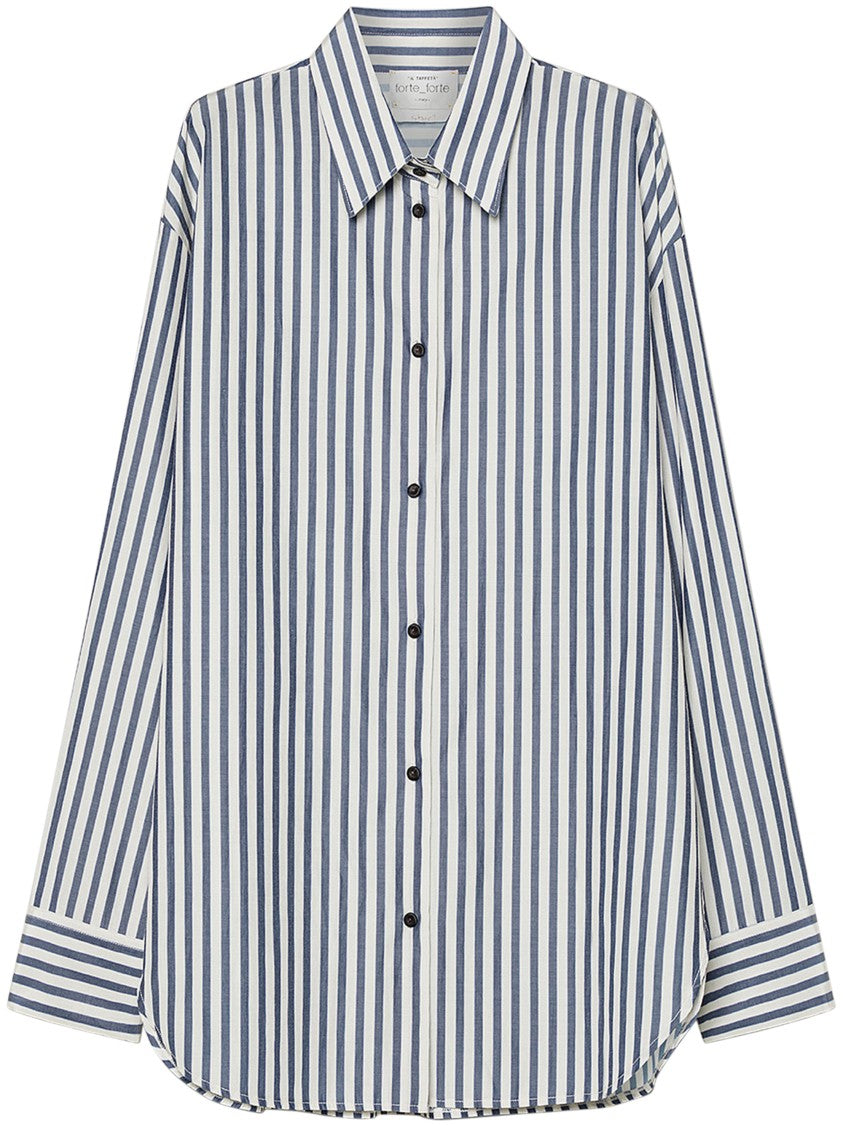 Forte Forte Chic Striped Taffeta Shirt With Masculine Cut