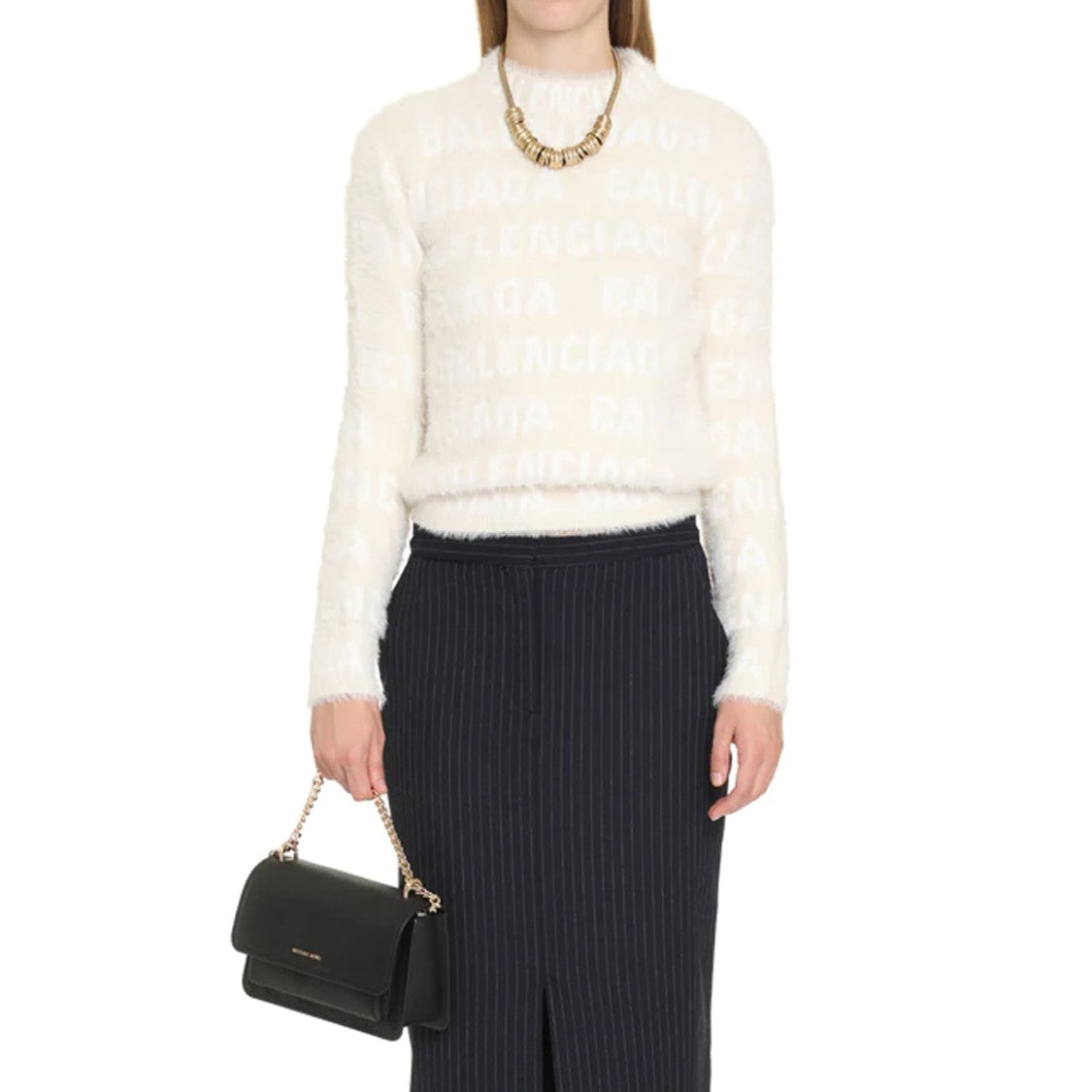 Balenciaga Jacquard Logo Sweater With Comfortable Crew Neck