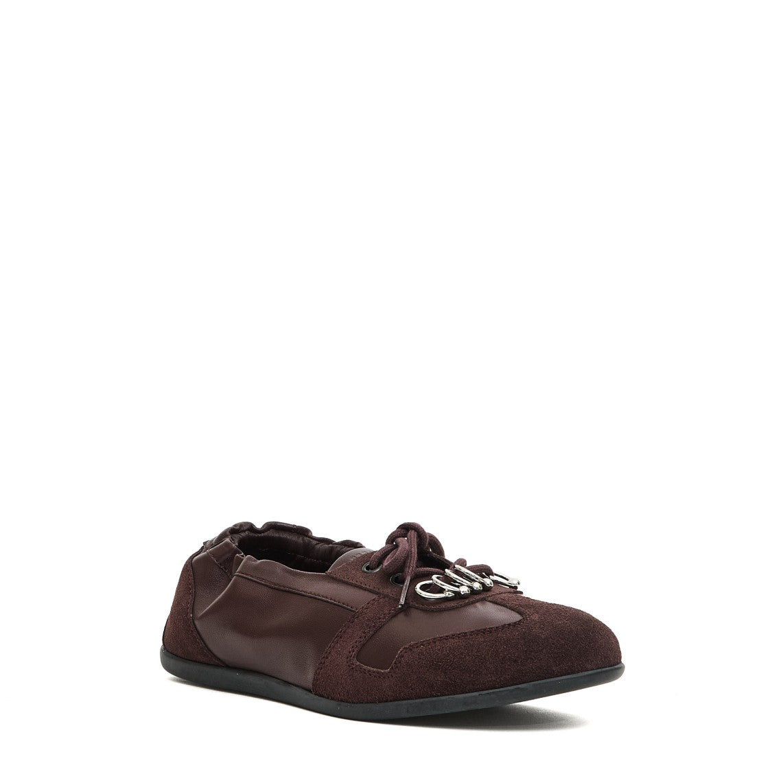 3Juin Bordeaux Leather Sneakers With Metallic Detail And Snug Fit