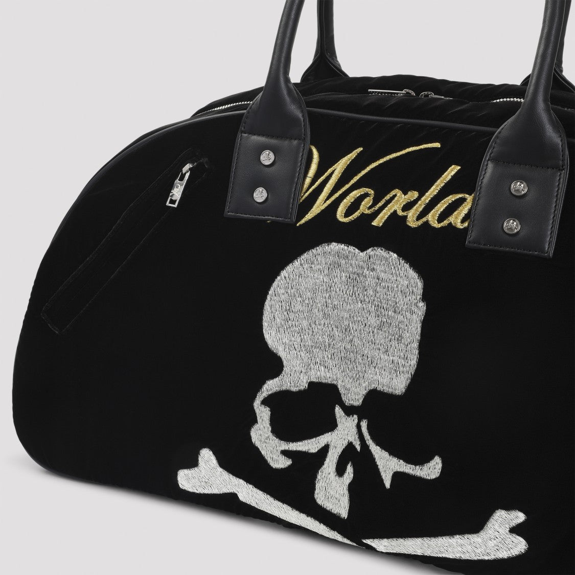 Mastermind Spacious Black Travel Bag With Embroidered Skull Motif