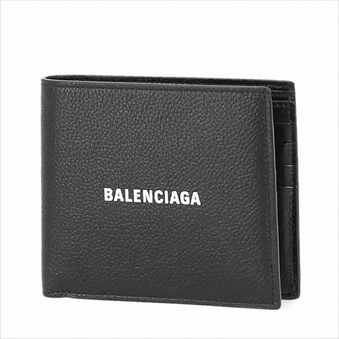 Balenciaga Textured Calf Leather Bifold Wallet With Embossed Logo