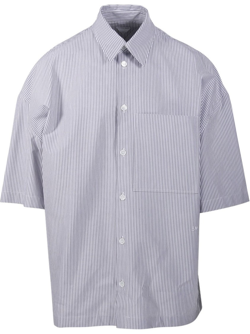 Bottega Veneta Striped Overshirt With "Bv" Embroidery