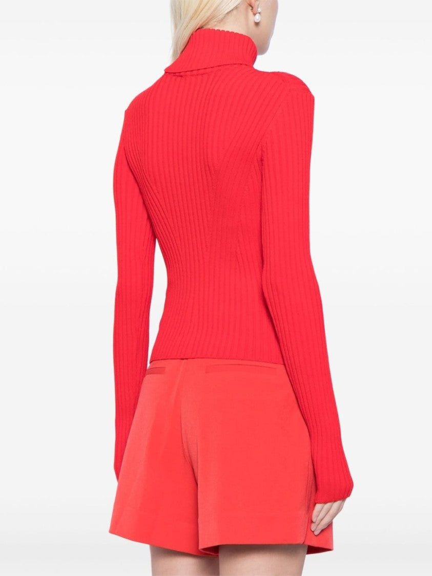Staud Cardinal Red Roll Neck Sweater