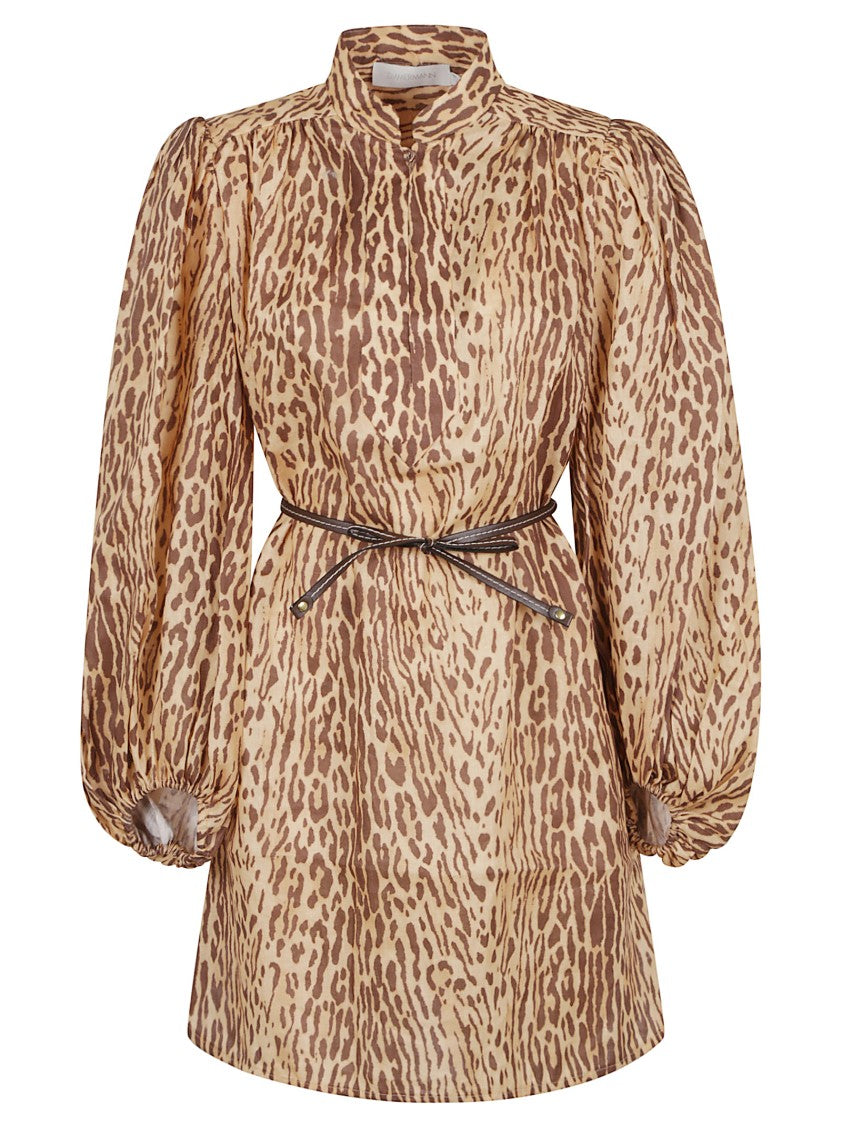 Zimmermann Linen Dress With High Neckline