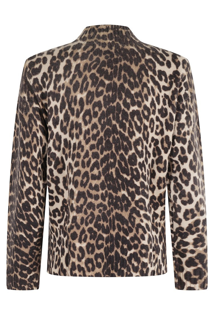 Seventy Cropped High Neck Sweater With Bold Spotted Pattern