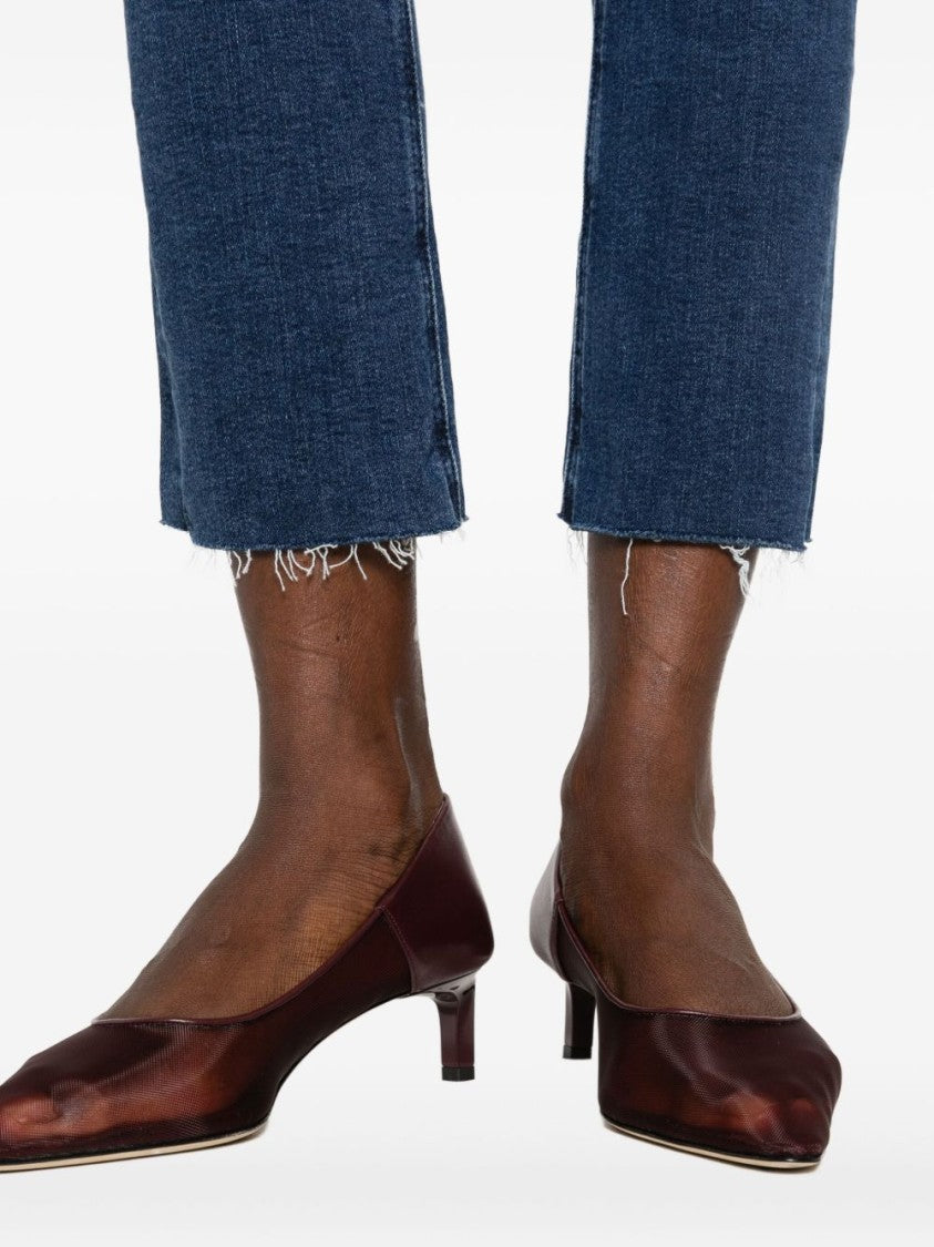 Mother Mid-Rise Cropped Jeans With Raw Hem