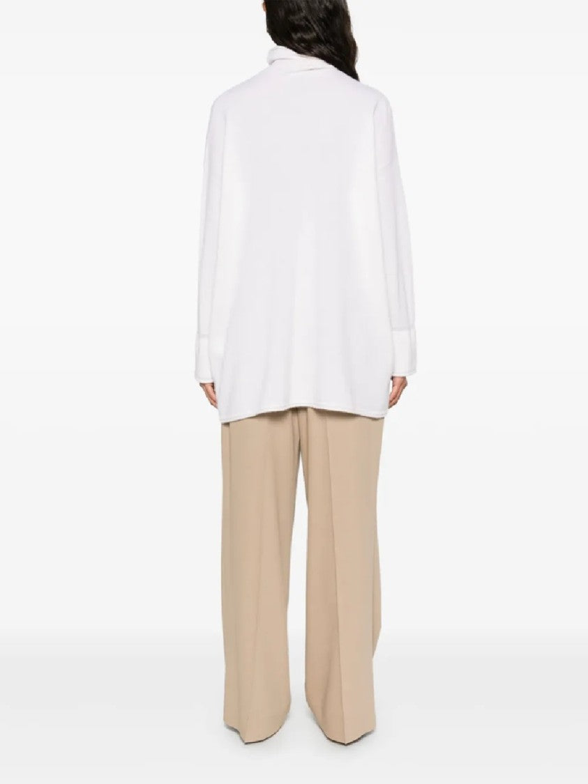 Max Mara High-Neck Cashmere Top With Subtle Cuff Detailing