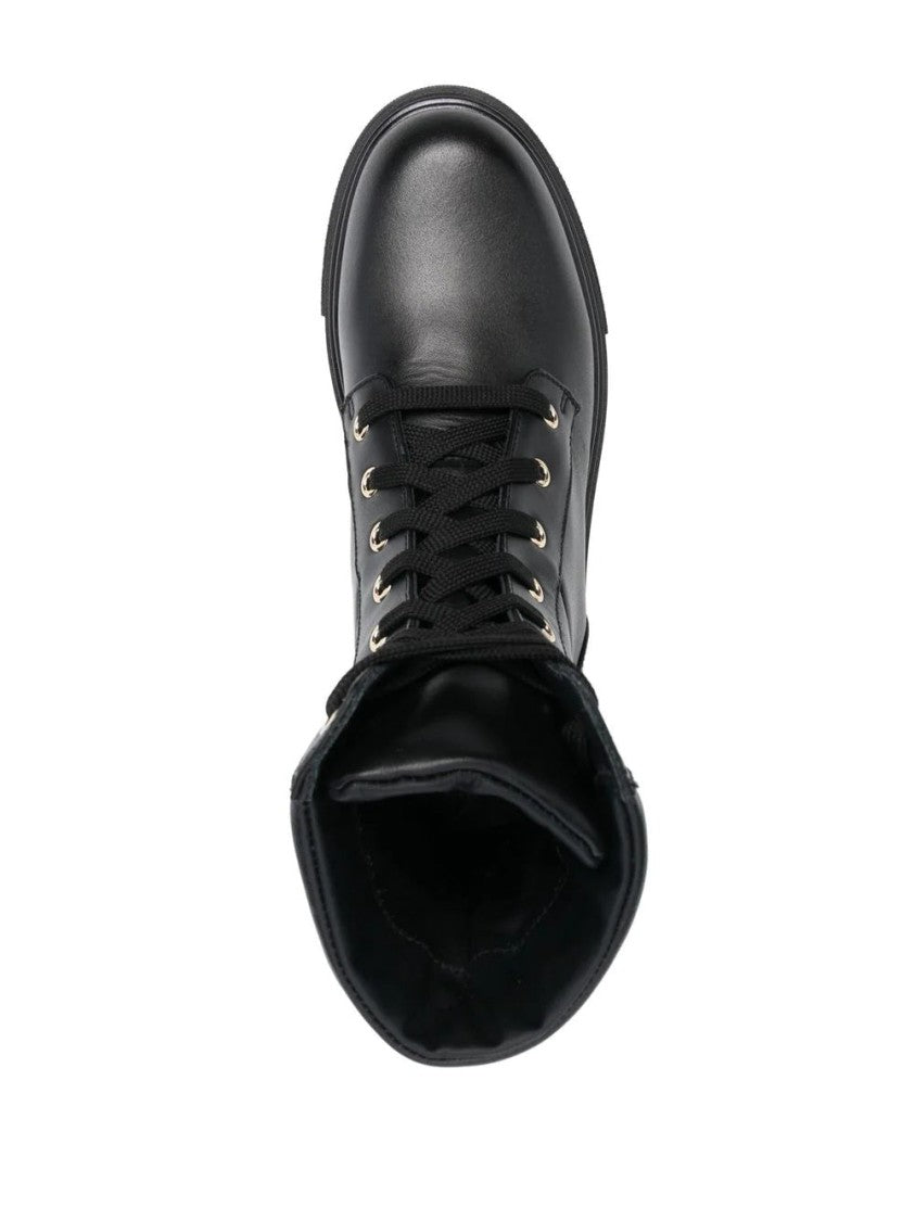 Baldinini Padded Collar Leather Ankle Boots With Chunky Sole