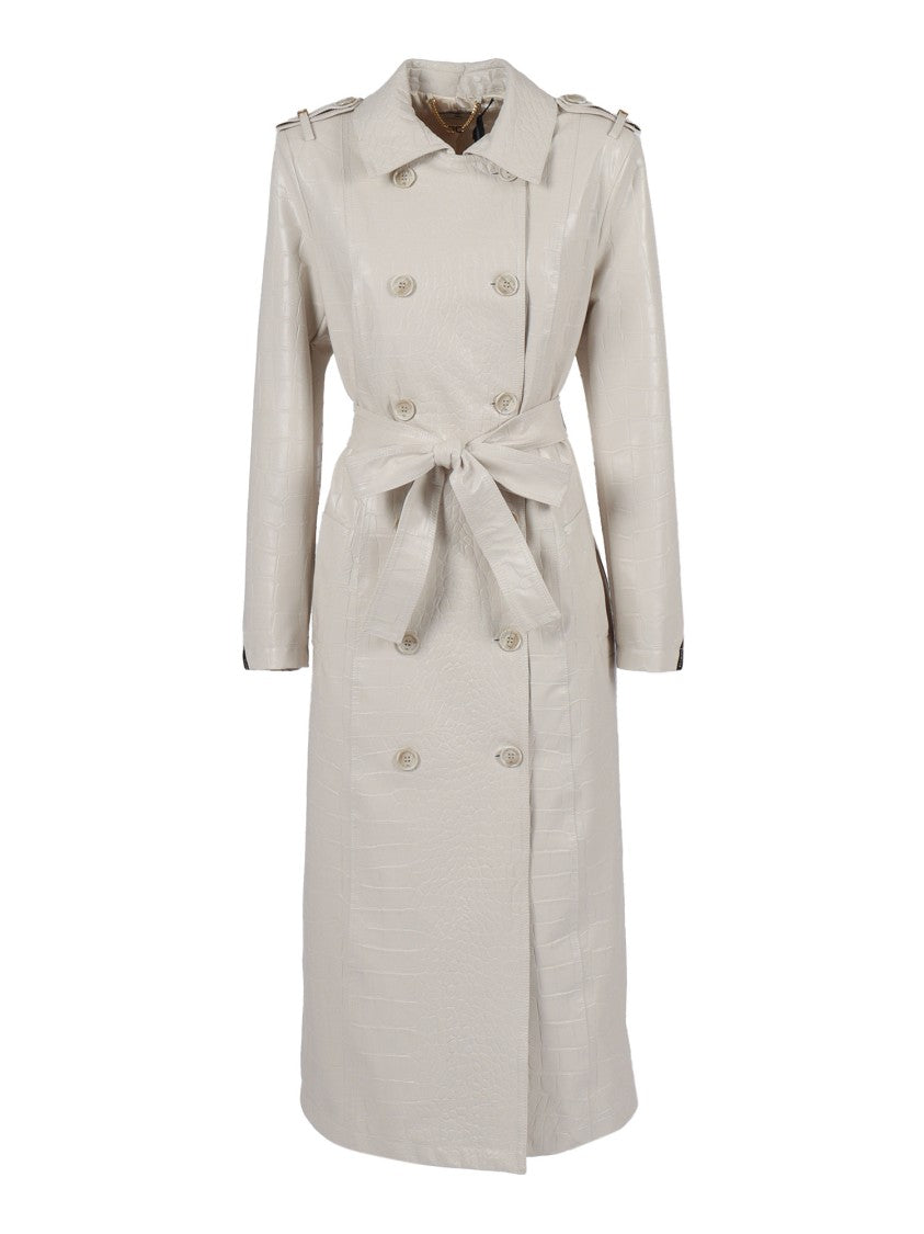 Elisabetta Franchi Minimalist Long Coat With Tailored Silhouette
