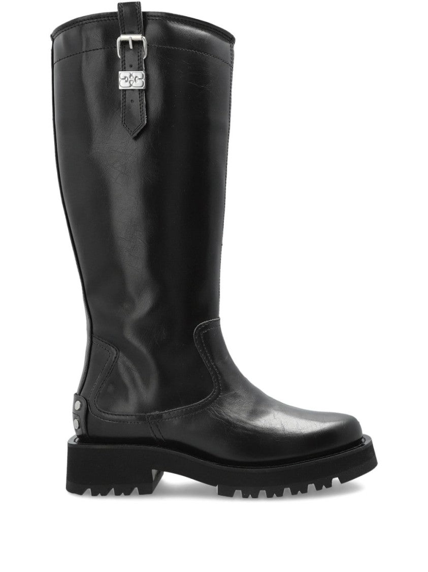 Ganni Black Ankle Boots With Rounded Toe