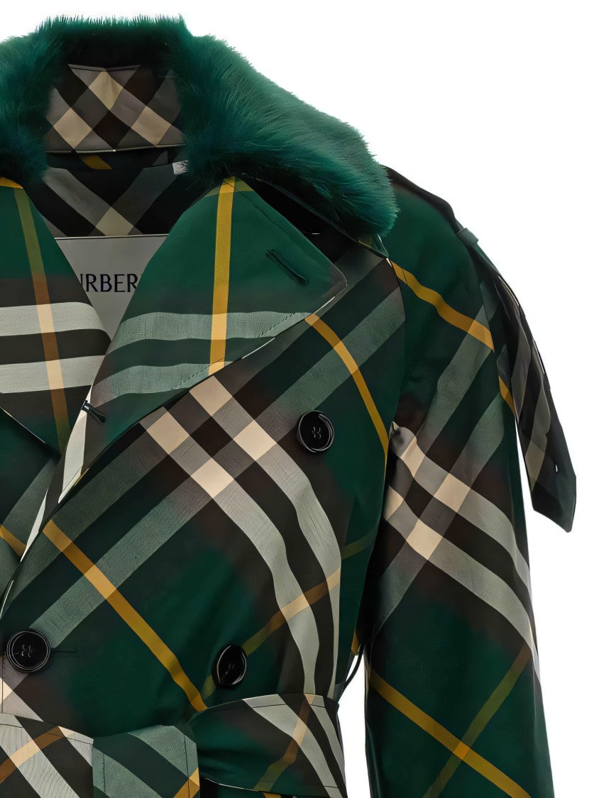 Burberry Plaid Trench Coat With Belted Waist
