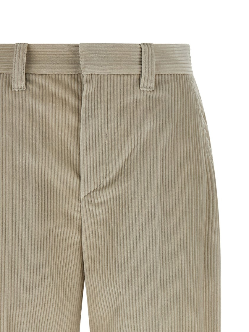 Brunello Cucinelli Wide-Leg Corduroy Trousers With Ironed Pleat
