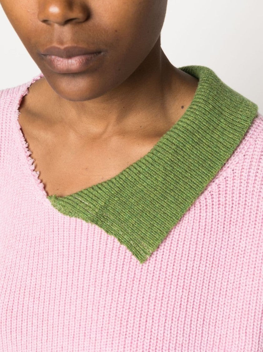 Marni Asymmetric Raw-Edge Ribbed Jumper