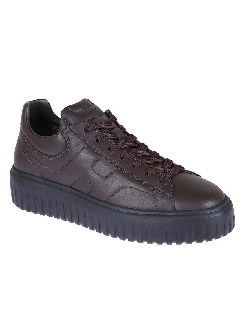 Hogan Low-Top Sneakers In Rosewood Nappa With Suede Logo