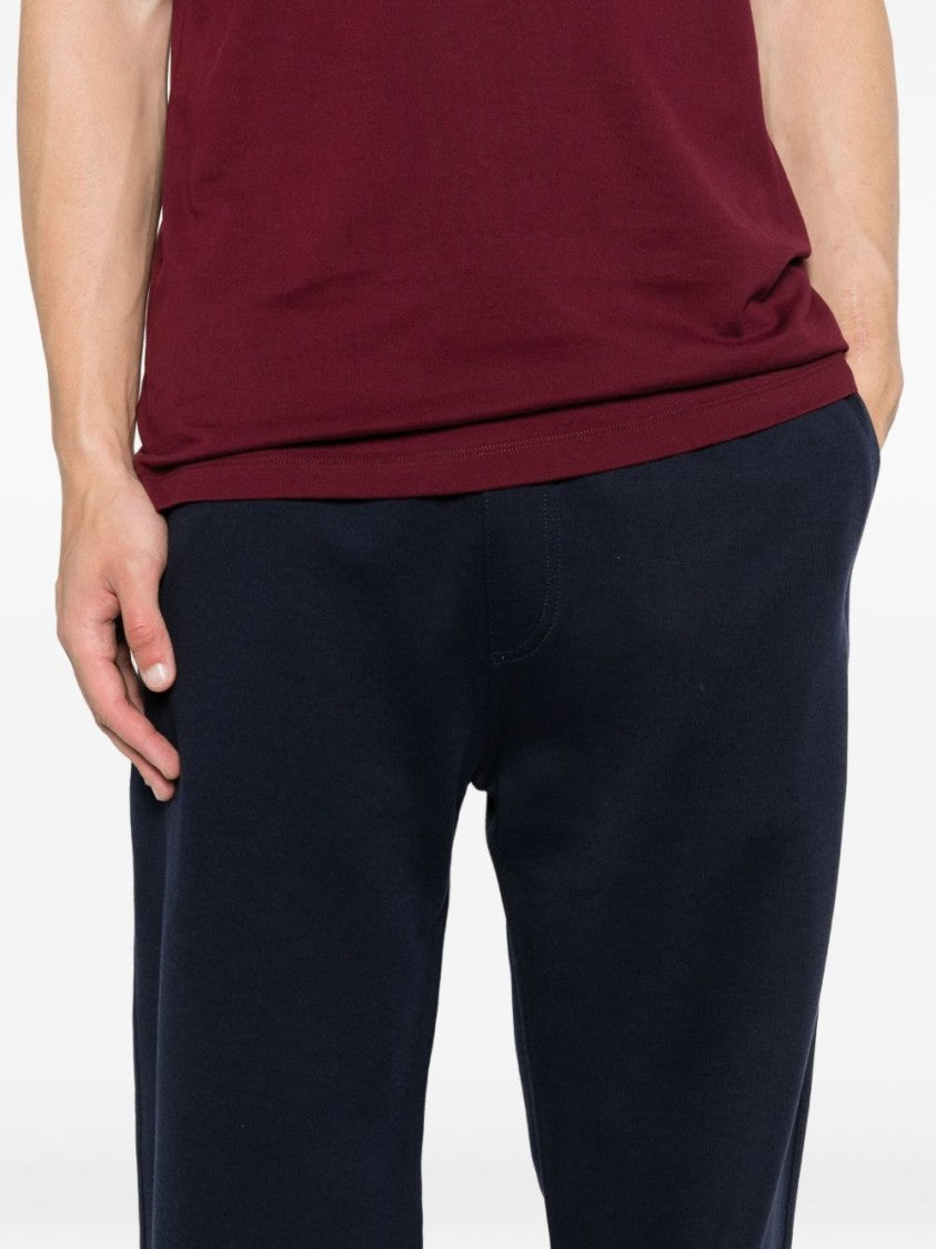 Brunello Cucinelli Navy Blue Trousers With Cuffed Hems