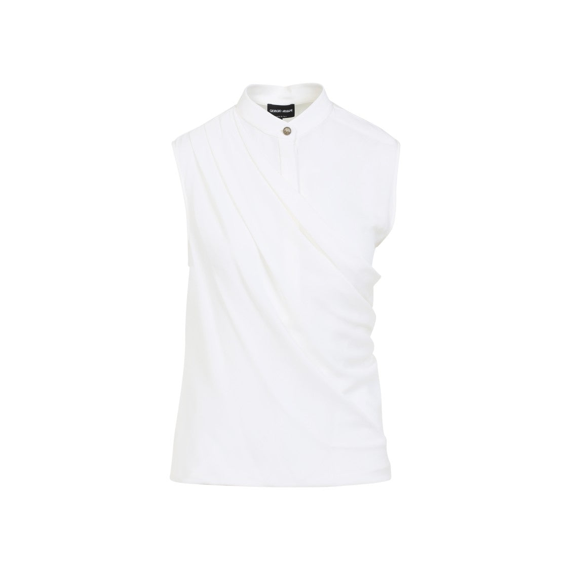 Giorgio Armani Draped Silk Shirt With High Collar