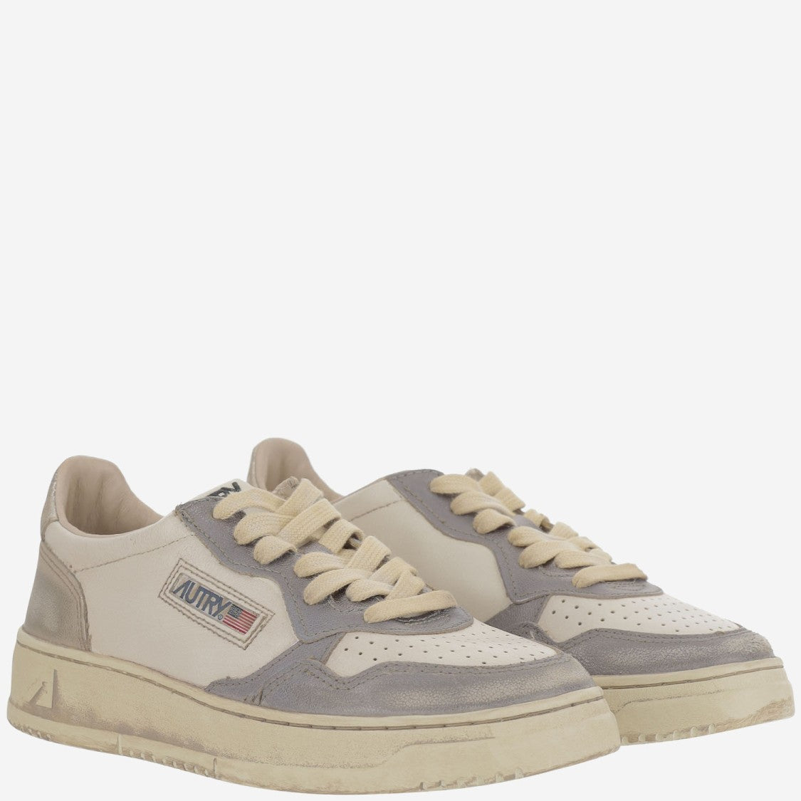 Autry Low-Top Leather Sneakers With Vintage Effect