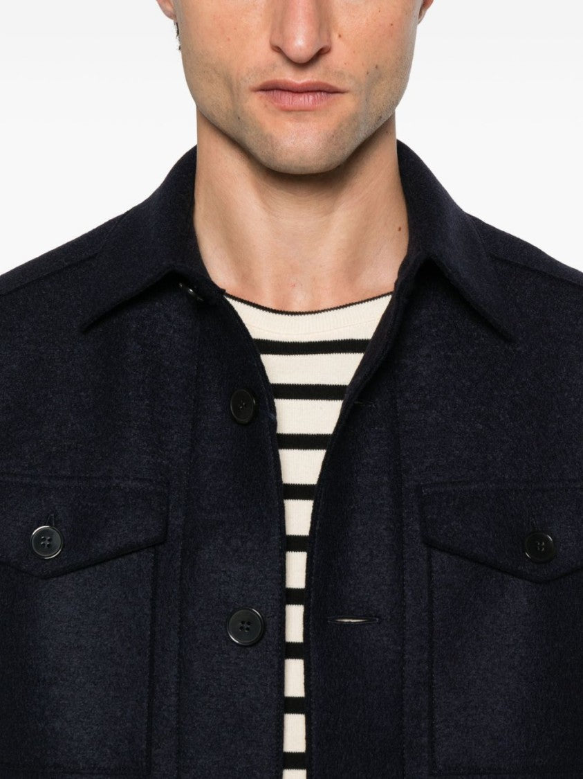 Harris Wharf London Tailored Blue Wool Giacconi Coat