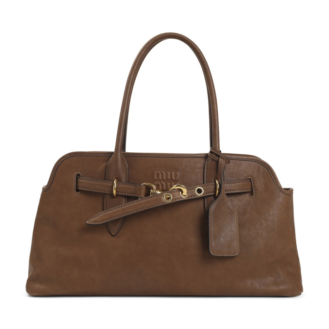Miu Miu Rectangular Smooth Lamb Leather Handbag With Gold-Tone Accents