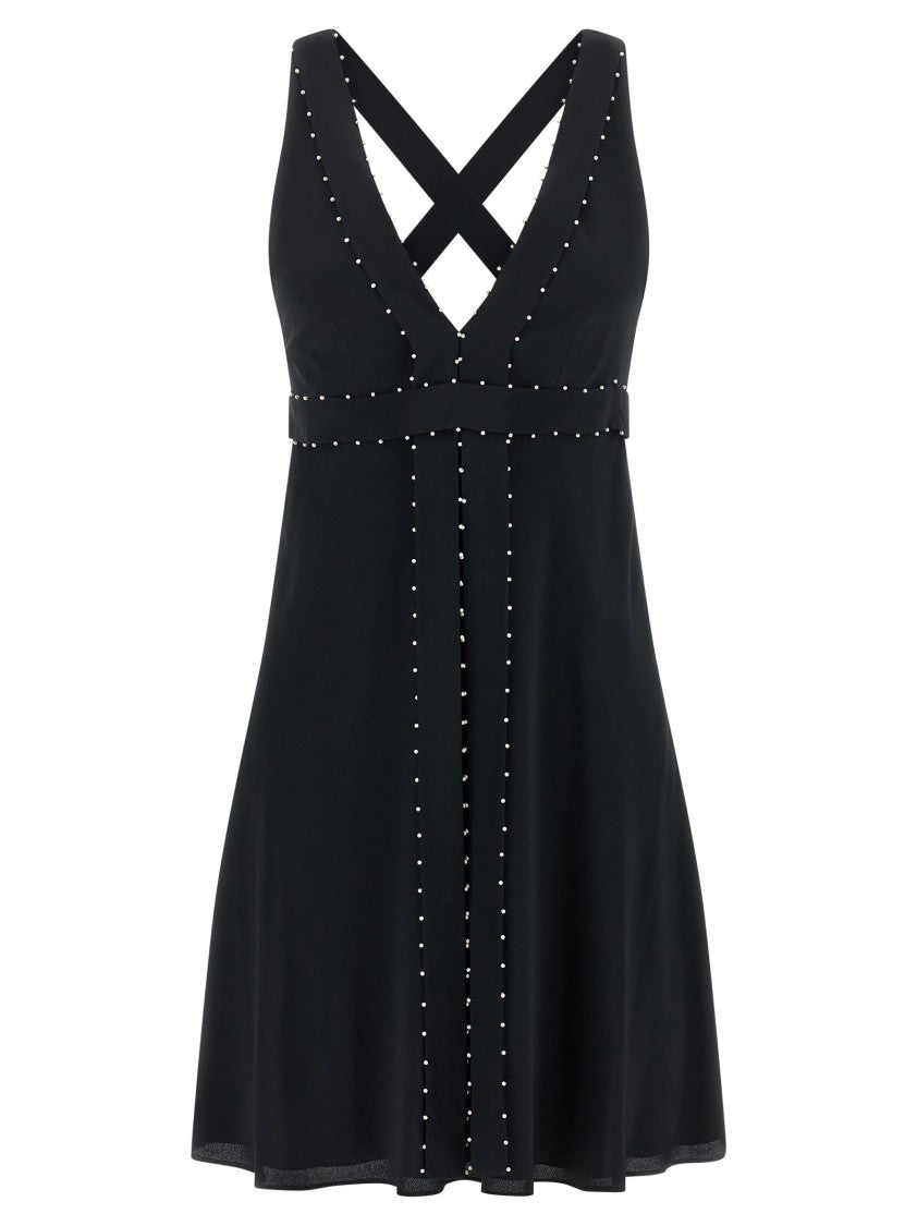 Giovanni Bedin Silk Blend Mini Dress With Pearl Appliqué