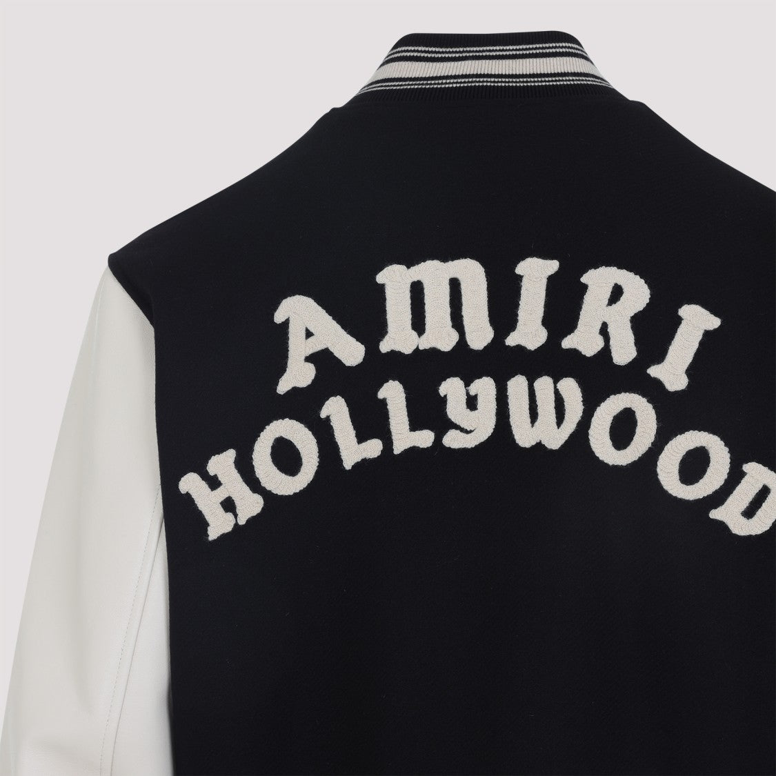 Amiri Tailored Black Wool Blend Varsity Jacket With Embroidered Details