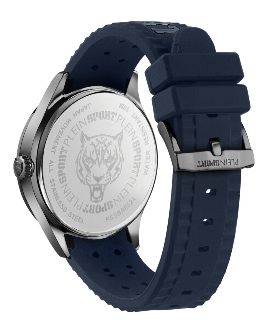 Plein Sport Blue Silicone Quartz Watch With Gunmetal Case