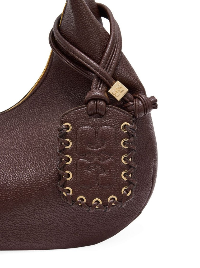 Ganni Crescent-Shaped Shoulder Bag With Textured Finish