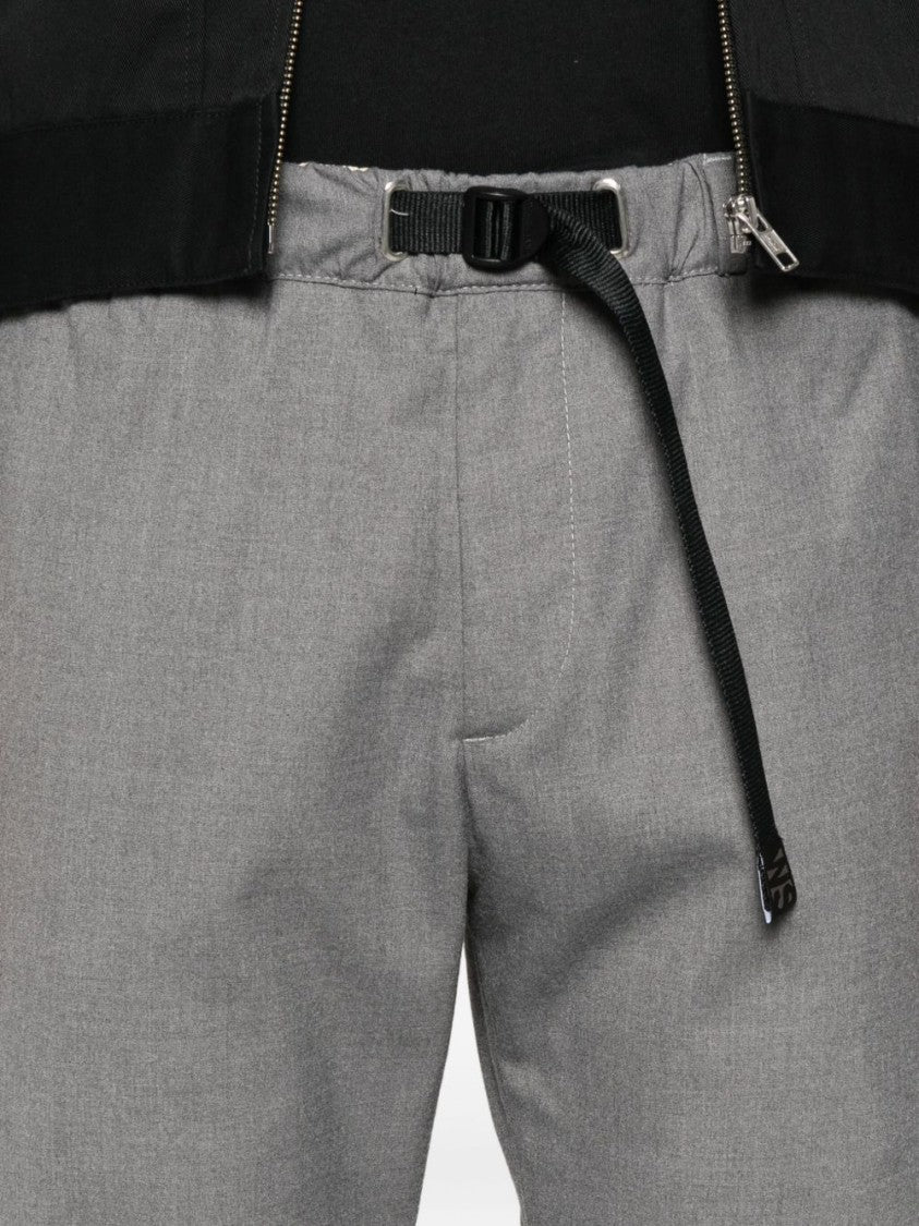 White Sand Straight Leg Trousers With Adjustable Waist